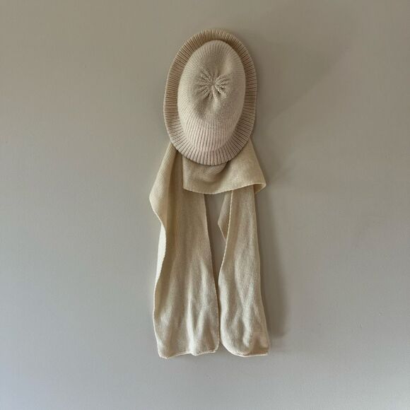 Vintage 70s Eddie Bauer Wool Balaclava Scarf Hat Combo Ivory Ski hat - Picture 9 of 10